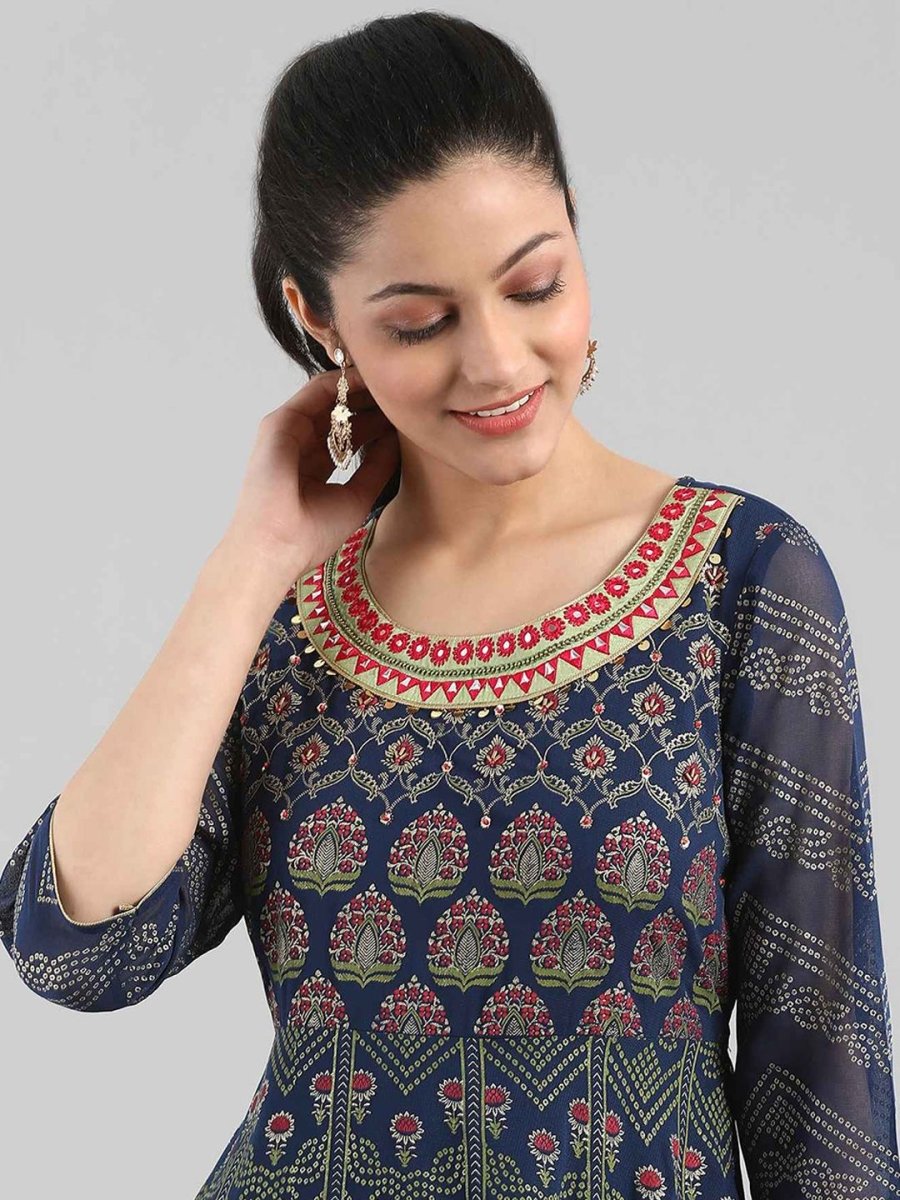 AURELIA Printed Georgette Ethnic Maxi Dress - Distacart