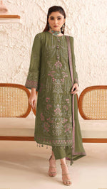 Thumbnail for Anaita Mehendi Fox Georgette Suit With Embroidered Sequence Work - Distacart