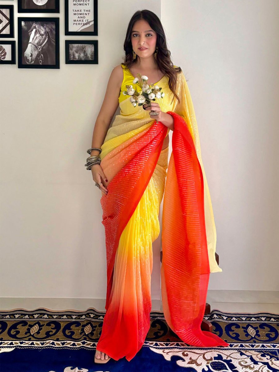 Anouk Embellished Sequinned Pure Georgette Designer Saree - Distacart