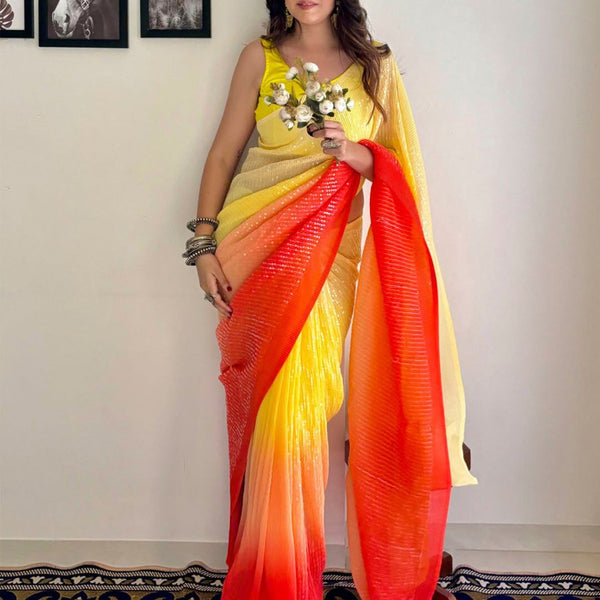 Anouk Embellished Sequinned Pure Georgette Designer Saree - Distacart
