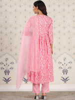 Thumbnail for Ode by House of Pataudi Floral Printed Empire Pure Cotton Kurta with Pyjamas & Dupatta