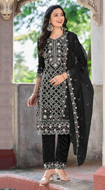 Thumbnail for Anaita Black Chiffon Suit With Embroidered Sequence Work - Distacart