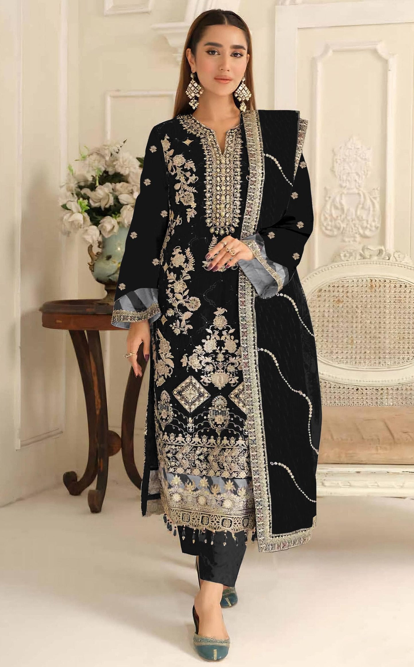 Anaita Black Rangoli Silk Suit with Embroidery & Sequence Work - Distacart