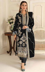 Thumbnail for Anaita Black Rangoli Silk Suit with Embroidery & Sequence Work - Distacart