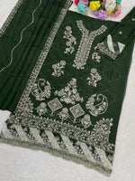 Thumbnail for Anaita D Green Rangoli Silk Suit with Embroidery & Sequence Work - Distacart