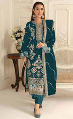 Thumbnail for Anaita T Blue Rangoli Silk Suit with Embroidery & Sequence Work - Distacart