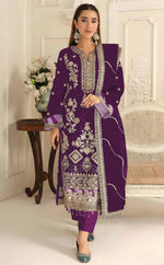 Thumbnail for Anaita Purple Rangoli Silk Suit with Embroidery & Sequence Work - Distacart