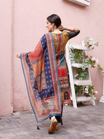 Thumbnail for Kalini Round Neck Ethnic Motifs Printed Regular Thread Work Chanderi Silk Kurta Set - Distacart
