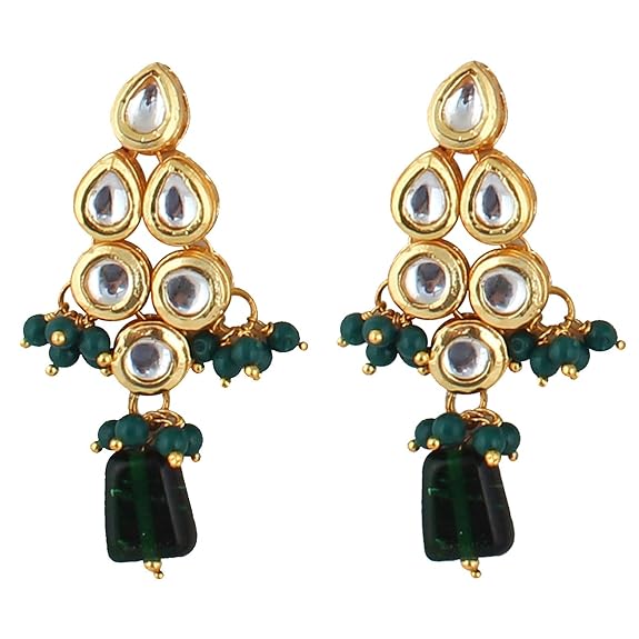 Tehzeeb Creations Back Meenakari Gold-Polished Tika Earring Combo Uncut Big Faux Kundan Choker Necklace set - Distacart