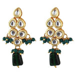 Thumbnail for Tehzeeb Creations Back Meenakari Gold-Polished Tika Earring Combo Uncut Big Faux Kundan Choker Necklace set - Distacart