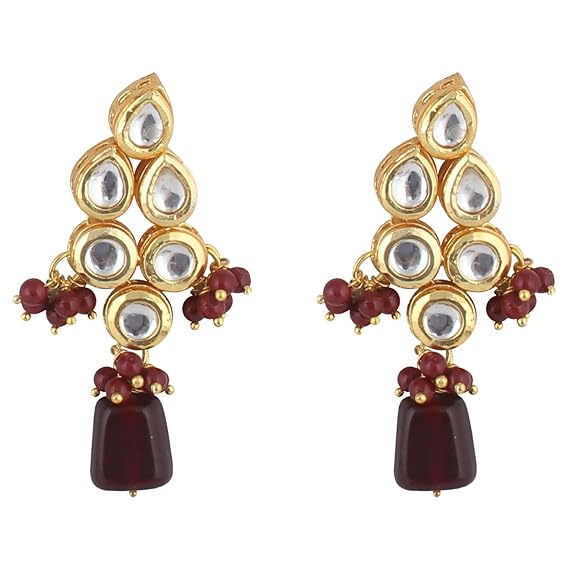 Tehzeeb Creations Back Meenakari Gold-Polished Tika Earring Combo Uncut Big Faux Kundan Choker Necklace set - Distacart