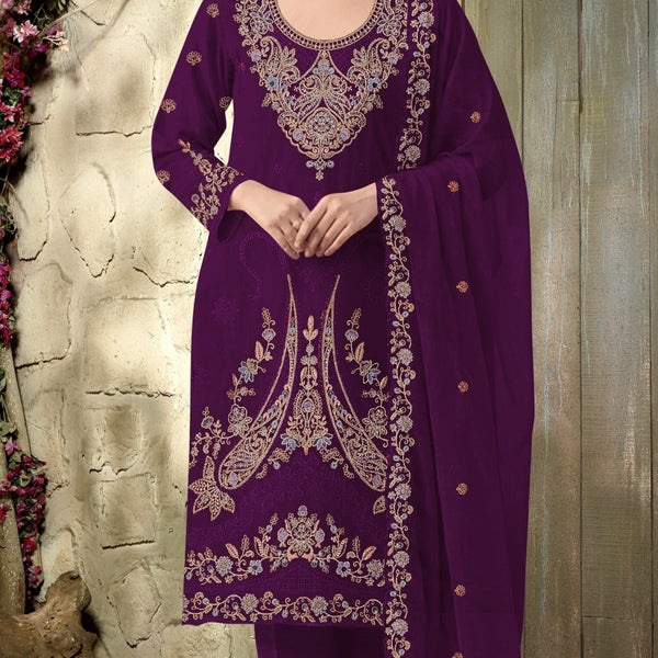 Anaita Maroon Velvet Suit With Embroidery Codding Work - Distacart
