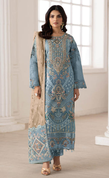 Anaita Blue Silk Suit With Embroidery & Sequence Work - Dista