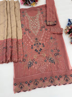 Thumbnail for Anaita Peach Silk Suit With Embroidery & Sequence Work - Dista
