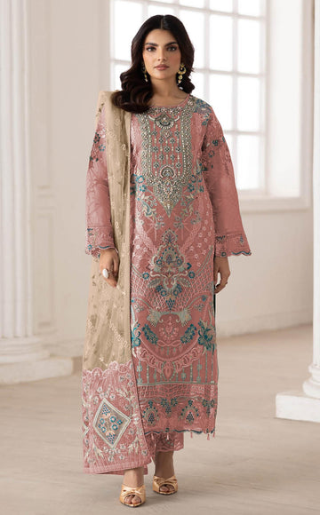 Anaita Peach Silk Suit With Embroidery & Sequence Work - Dista