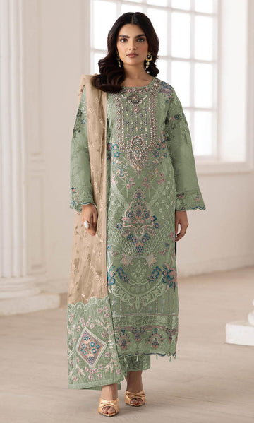 Anaita Green Silk Suit With Embroidery & Sequence Work - Dista