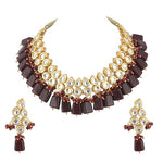 Thumbnail for Tehzeeb Creations Back Meenakari Gold-Polished Tika Earring Combo Uncut Big Faux Kundan Choker Necklace set - Distacart