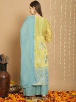 Thumbnail for Jyoti Fashion Women's Yellow Chanderi Silk Elegant Jardoshi Kurta with Trouser & Dupatta - Distacart