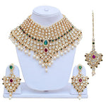 Thumbnail for Tehzeeb Creations Semi Bridal Dulhan Dulhan Wedding & Engagement Necklace Set with Mang Tikka for Girls & Women - Distacart