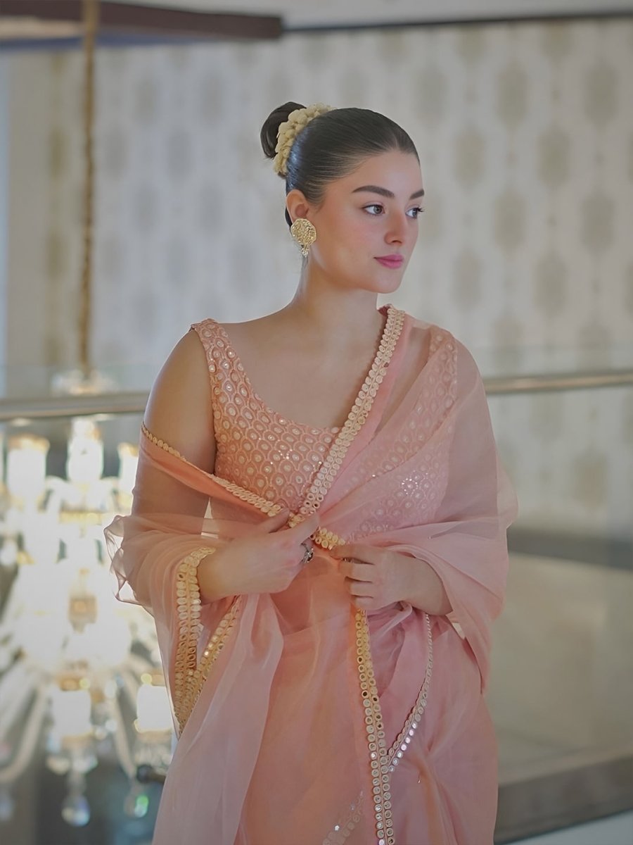 Anouk Sequinned Organza Saree - Distacart