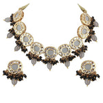 Thumbnail for Tehzeeb Creations Meenakari Gold-Polished Earring Combo Uncut Big Faux Kundan Choker Necklace set - Distacart
