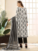Thumbnail for Anouk Ethnic Motifs Printed Angrakha Pure Cotton Kurta with Palazzos & With Dupatta