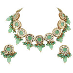 Thumbnail for Tehzeeb Creations Meenakari Gold-Polished Earring Combo Uncut Big Faux Kundan Choker Necklace set - Distacart