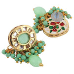 Thumbnail for Tehzeeb Creations Meenakari Gold-Polished Earring Combo Uncut Big Faux Kundan Choker Necklace set - Distacart