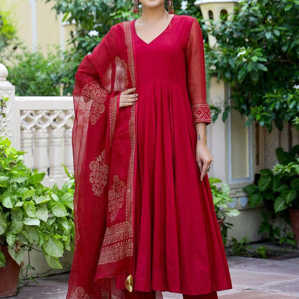 Kalini Anarkali Kurta with Trousers & Dupatta - Distacart