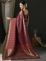 Thumbnail for NOZ2TOZ Women's Silk Blend Magenta Woven Design Designer Saree With Blouse Piece - Distacart