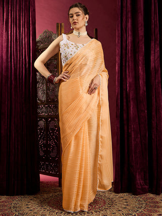 NOZ2TOZ Women's Chiffon Yellow Solid Celebrity Saree With Blouse Piece - Distacart