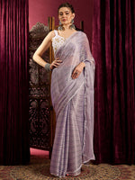 Thumbnail for NOZ2TOZ Women's Chiffon Lavender Solid Celebrity Saree With Blouse Piece - Distacart