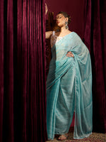 Thumbnail for NOZ2TOZ Women's Chiffon Blue Solid Celebrity Saree With Blouse Piece - Distacart
