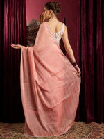 Thumbnail for NOZ2TOZ Women's Chiffon Peach Solid Celebrity Saree With Blouse Piece - Distacart
