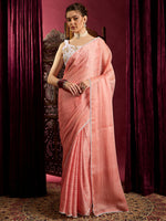 Thumbnail for NOZ2TOZ Women's Chiffon Peach Solid Celebrity Saree With Blouse Piece - Distacart