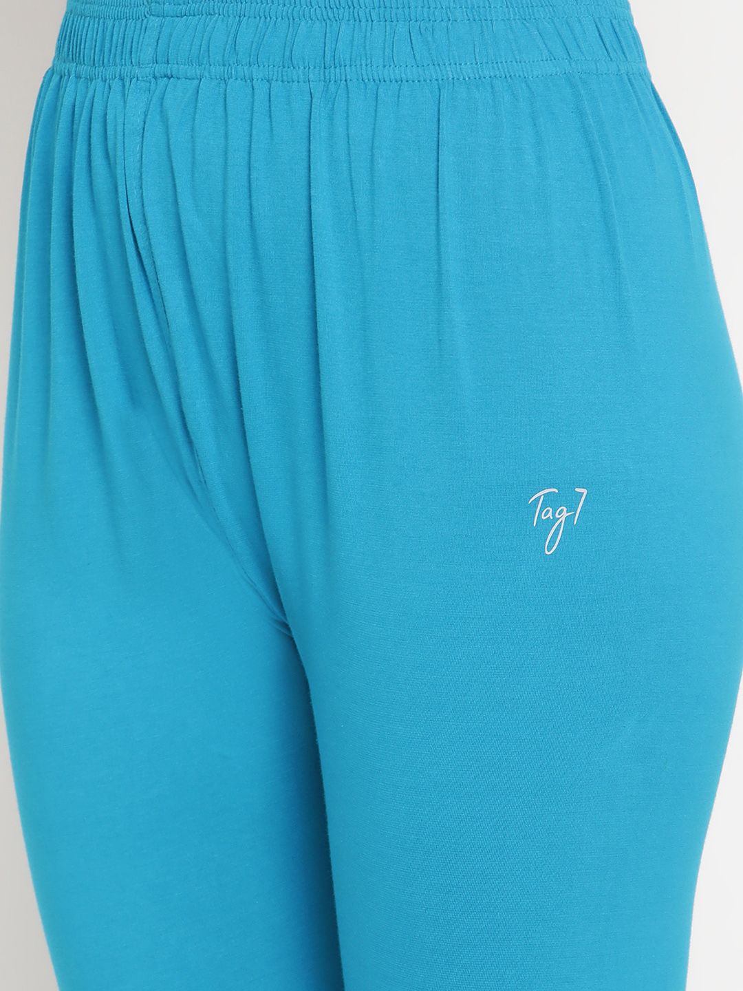 TAG 7 Women Pack Of 2 Pink and Blue Solid Comfort-Fit Ankle-Length Leggings - Distacart