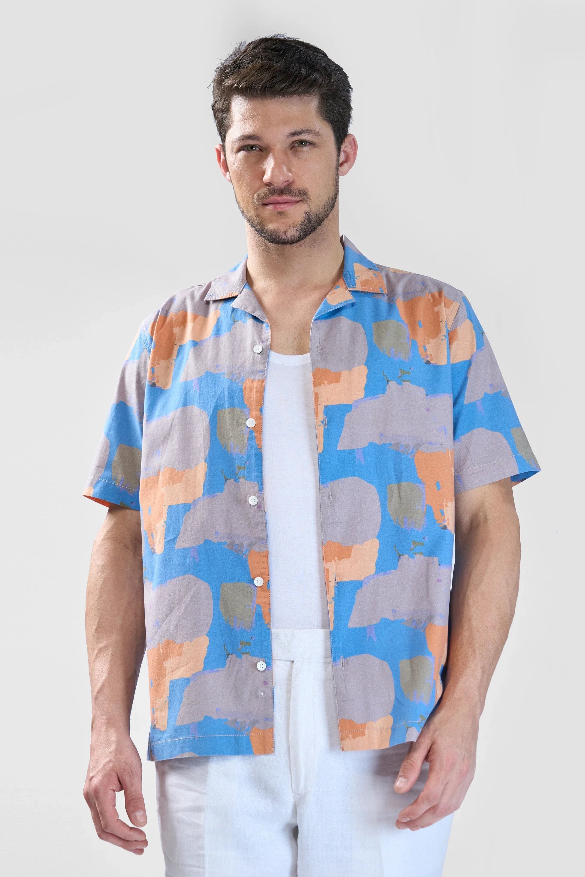 Xkind Blue Abstract Printed Relaxed Fit Shirt - Distacart