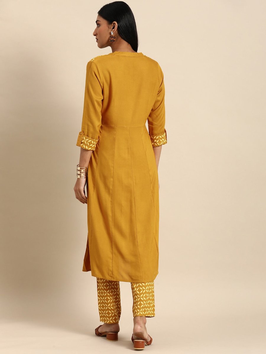 All About You Women Brown & Cream Printed Kurta with Trousers - Distacart