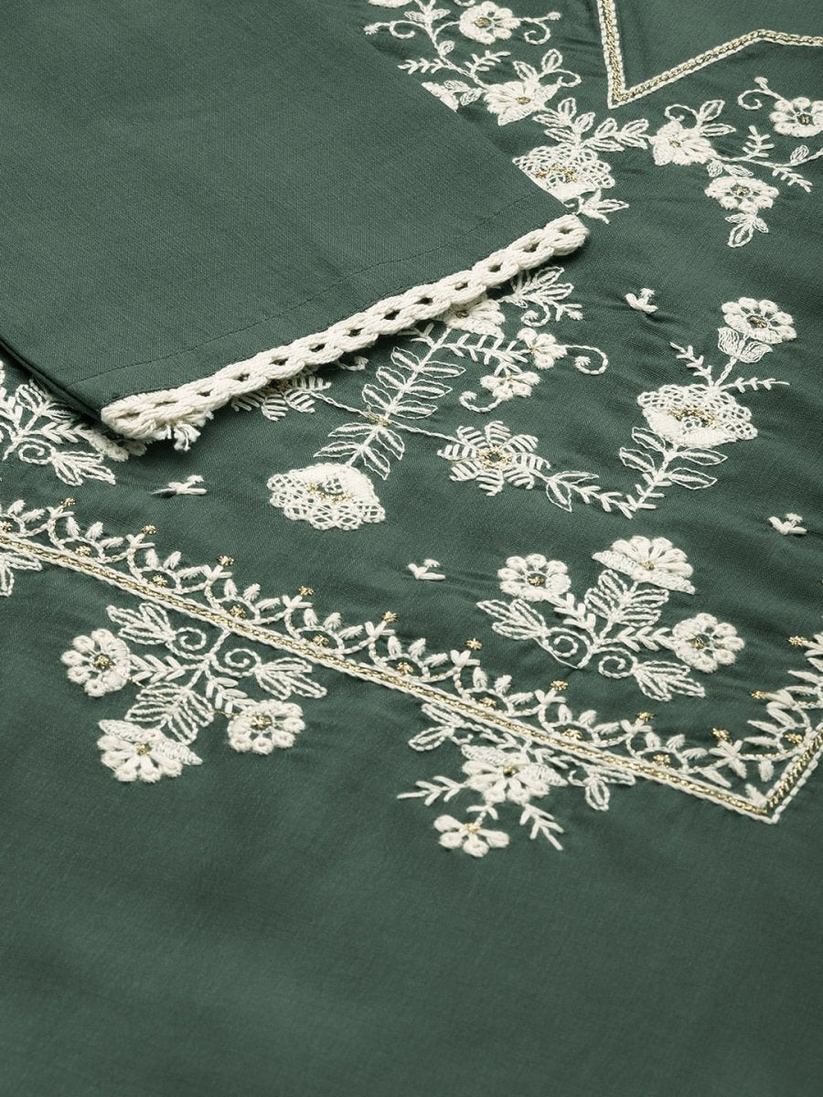 Anouk Women Green Ethnic Motifs Embroidered Kurta with Palazzos & Dupatta - Distacart