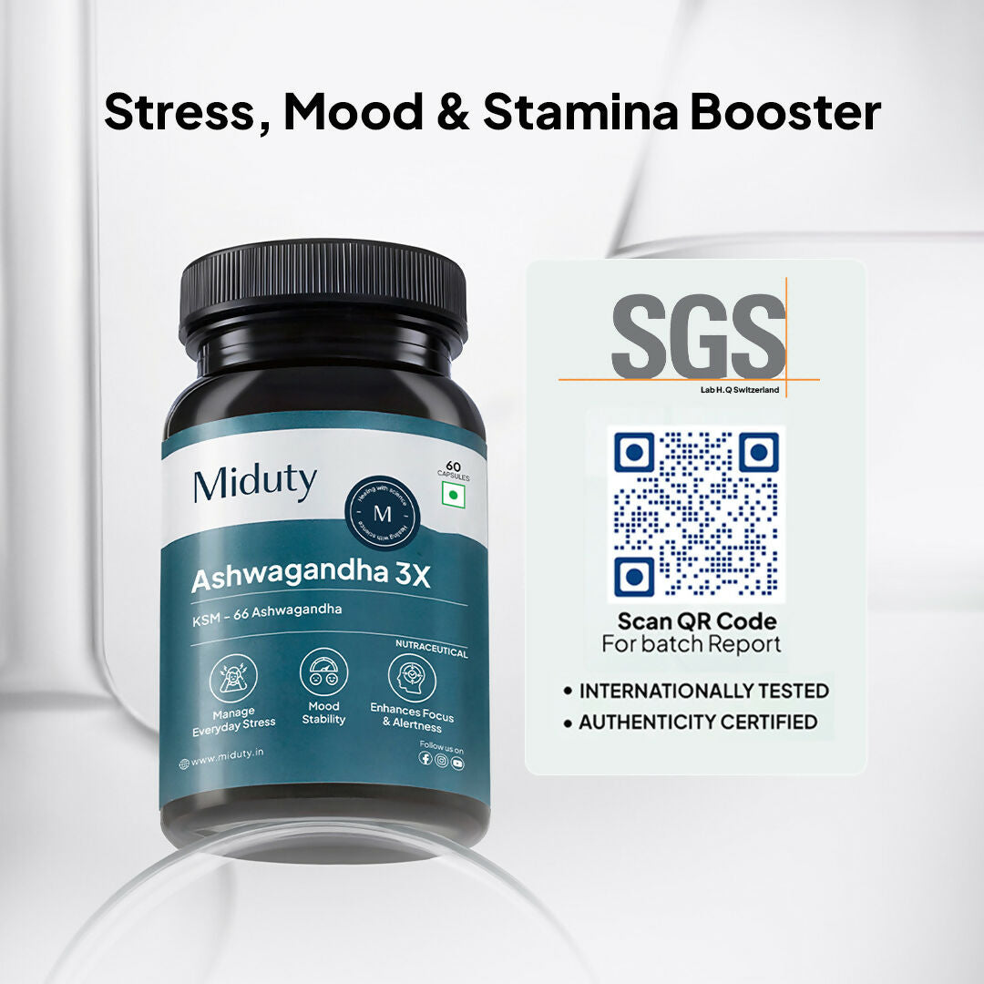 Miduty KSM 66 Ashwagandha 3x capsules - Distacart