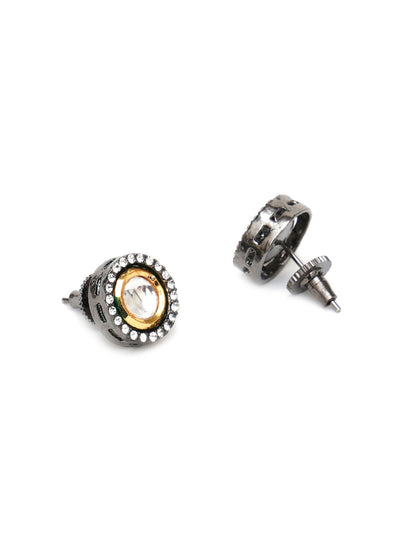 Kundan and Pearl Choker with Studs Jewellery Set (white) - Ruby Raang - Distacart
