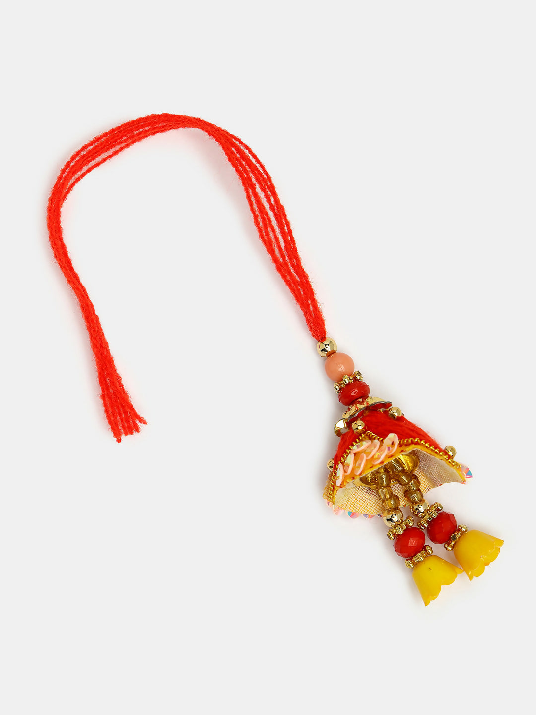 NVR Women & Men Set of 2 Red & Gold-Toned Stone-Studded Bhaiya Bhabhi Rakhi With Roli Chawal & Chocolate - Distacart