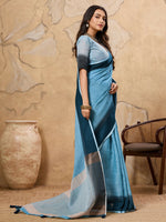 Thumbnail for Astita Sky Blue Linen Saree