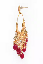 Thumbnail for New Stylish Ethnic Partywear Pink Hoops Kundan Earrings for Womens by House of Ree - Distacart