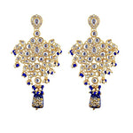 Thumbnail for Tehzeeb Creations Traditional Gold-Polished Designer Blue Color Dulhan Choker Kundan Bridal Set - Distacart