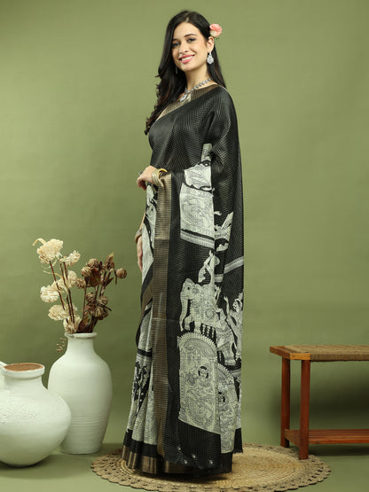 Stylee Lifestyle Black Silk Blend Zari Saree - Distacart