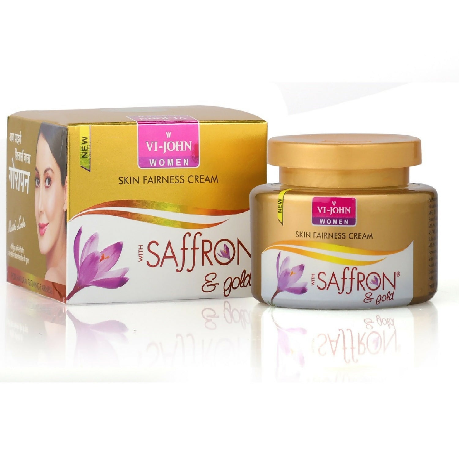 VI-JOHN Saffron Gold Skin Fairness Cream with Vitamin E & Mulberry Extracts