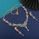 Thumbnail for Tehzeeb Creations Gold-Polished American Diamond (AD) White Color Pendant Set for Girls & Women - Distacart