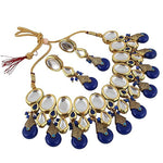 Thumbnail for Tehzeeb Creations Back Meenakari Gold-Polished Tika Earring Jewellery Set Uncut Kundan Big Faux Kundan Dibbi Kundan Choker Necklace Set - Distacart