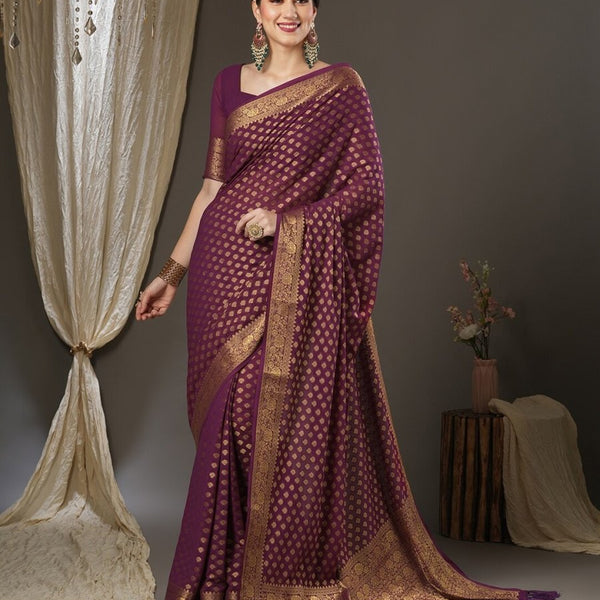 Anouk Woven Design Zari Pure Georgette Kanjeevaram Saree - Distacart